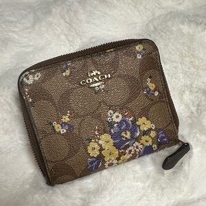 Coach Brown Wallet with Floral Accents